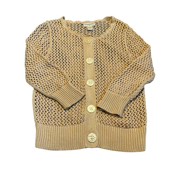Banana Republic Cardigan Tan Loose Knit 3/4 Sleeve Beachy Boho Chic Size M - Picture 1 of 9